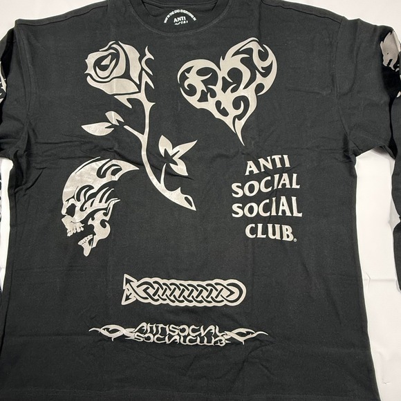 Anti Social Social Club Black Tribal Graphic Long Sleeve T-Shirt Mens XL - Picture 4 of 9